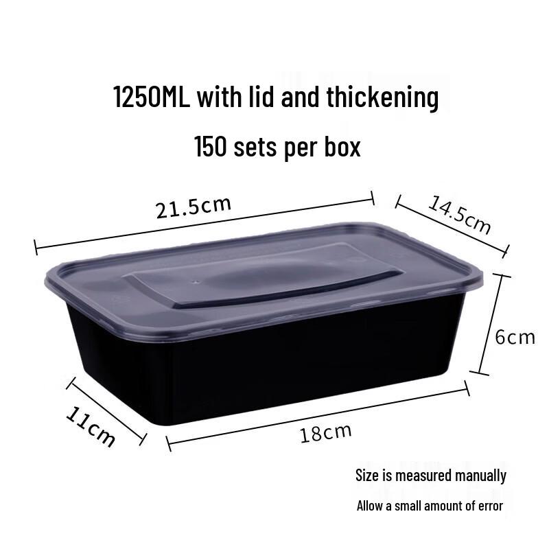 1250ml Disposable Rectangular Plastic Food Containers
