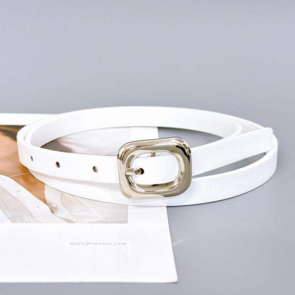 Versatile Women's Thin Waist Belt - Solid Color Pin Buckle Leather Belt for Dresses, Jeans, Jackets, and Waist Cincher Accessories.