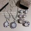 Bright Luminous Deep Sea Sapphire Necklace, 18K Gold-Plated Purple Water Drop Zircon Full Diamond Neck Chain, Ring, Bracelet.
