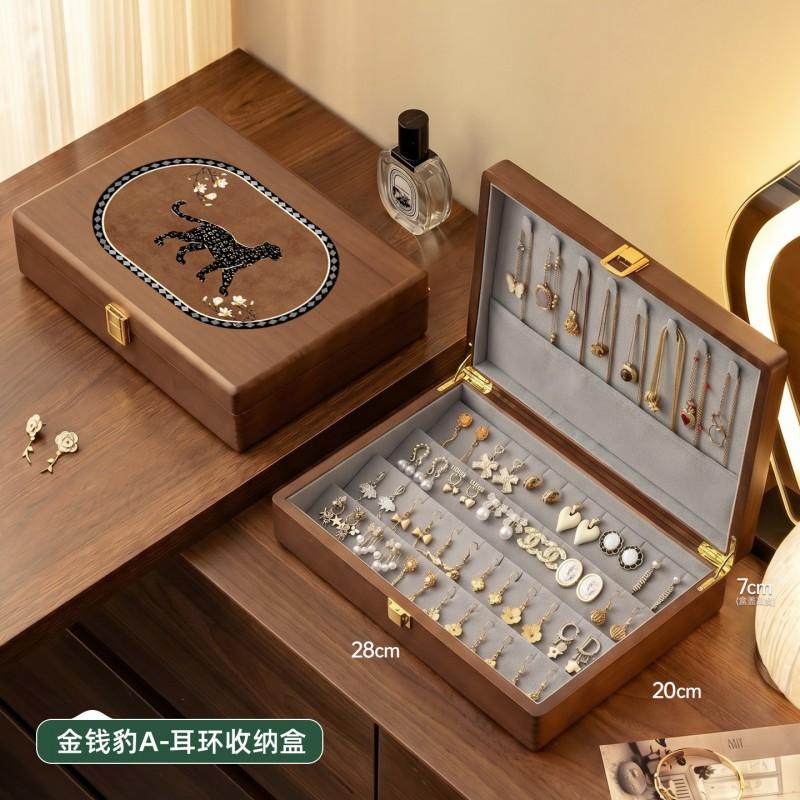 Solid Wood Jewelry Box Vintage Style Organizer Earrings Rings Necklaces Bracelets