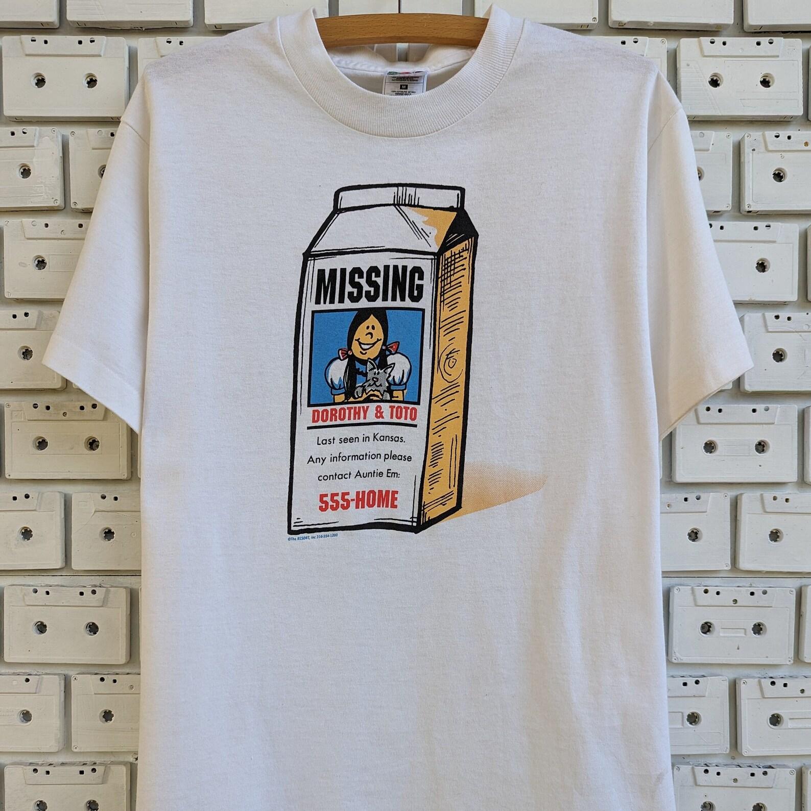 Vintage 90s Missing Dorothy & Toto T shirt Wizard Of Oz Milk Carton Graphic Print Merch Tee Size Long M 3XL