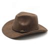Western Cowboy Hat Suede Brown Jazz Top Hat Men And Women Ethnic Style Big Eaves Hat