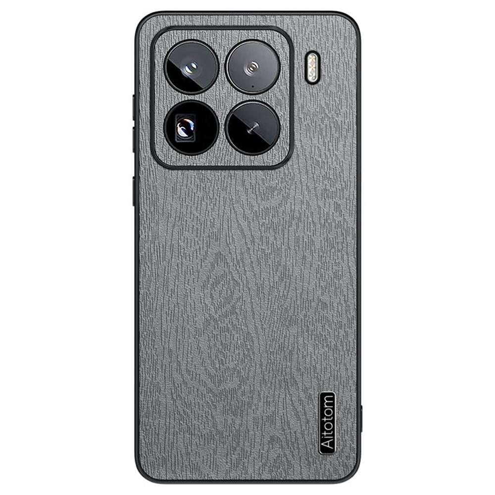 For Xiaomi 15 Pro Case Wood Texture PU Leather Coated PC+TPU Phone Cover