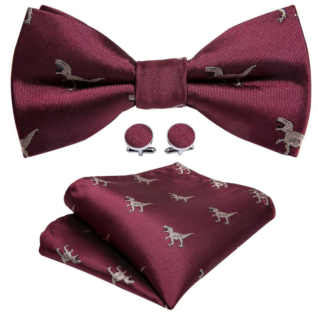 

Мужской галстук-бабочка с рисунком динозавра, снежинки, рождественский узор, галстук, платок, запонки, набор, галстуки для вечеринок LH-0834