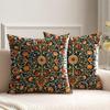 2er-Pack Dunkelgrün Rot Orange Vintage Blumige Kissenbezüge Doppelseitiger Druck Jugendstil Botanische Kissenhüllen Heimdekoration