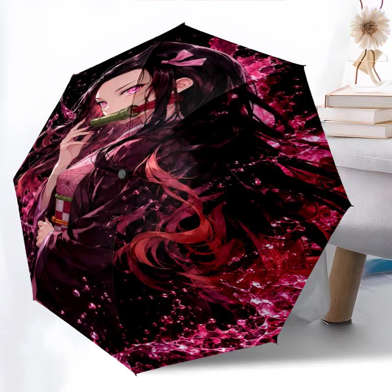 1PC Demon Slayer Automatic Umbrella - Suitable Travel Outdoor Portable Umbrella Birthday Gift Daily Essentials