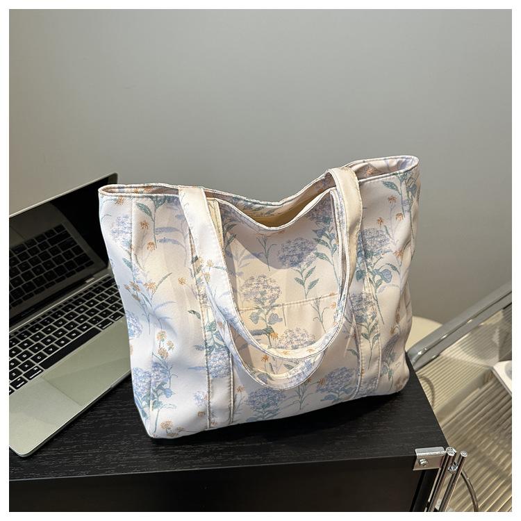 Commuter Canvas Bag Women's Wholesale New Fashion Casual Armpit Bag Large Capacity Trend Korean Version Flower Tote Bag