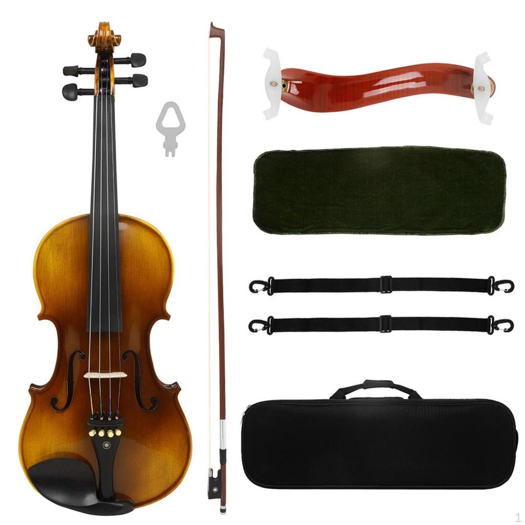 Violin Set FullSize Kit HandCarved String Instrument for Beginners, Students, Rehearsal
