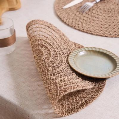 Jute-Platzsets Natürliches Material Rutschfest Hitzebeständig Runde Platzsets Gewebte Matten für Partys Hochzeit Küchentisch-Dekoration