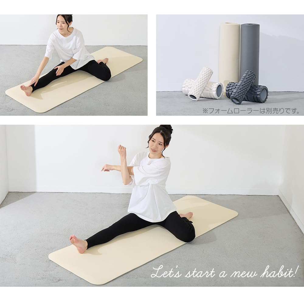 Iris Plaza Thick Yoga Mat with Convenient Storage Training Mat for and Strength Size Ivory Bag, Yoga, Exercise, Training, 23-189,