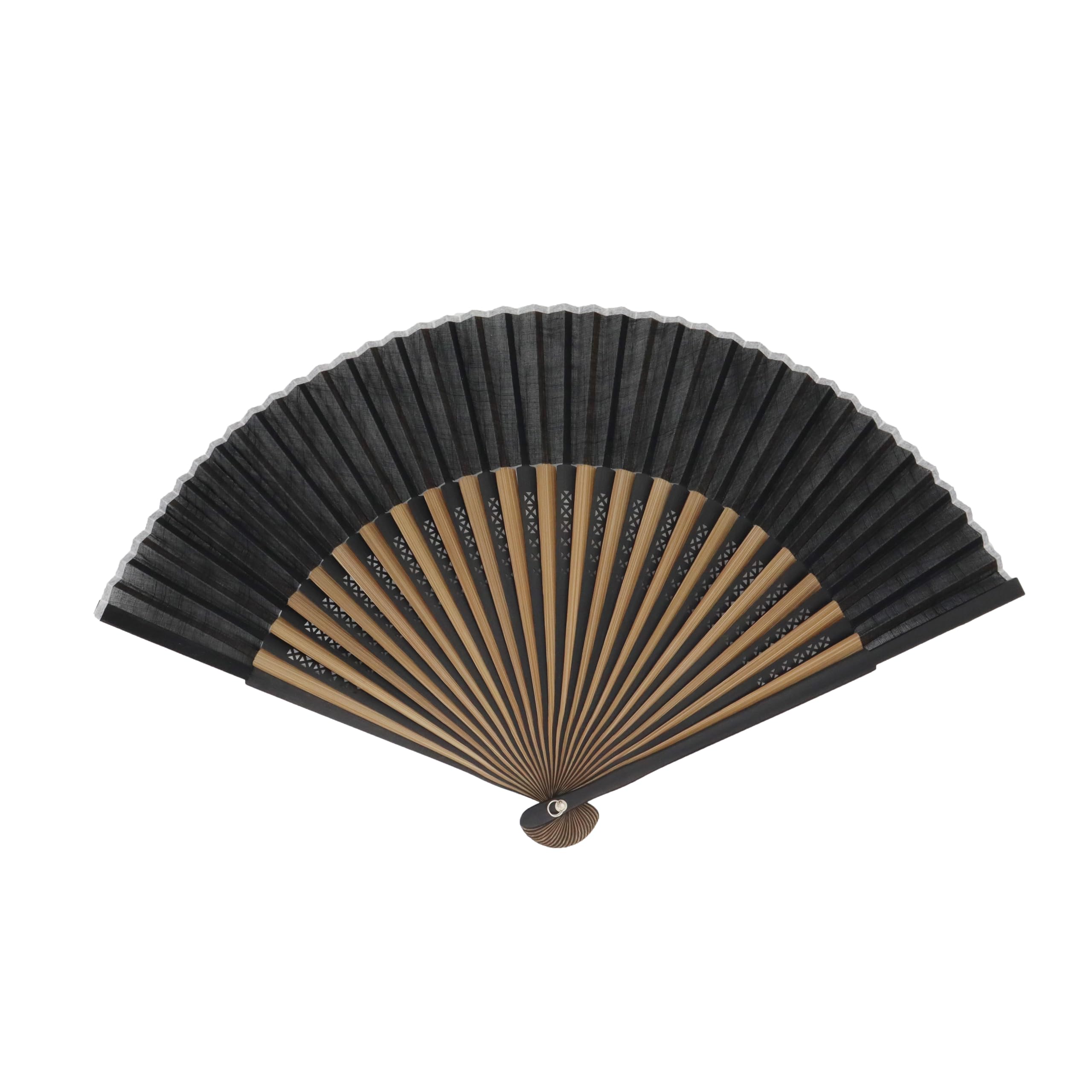 

Onishi Kensei Seihan Folding Slub Made with Japanese Fabric Fan, Cotton-Linen Medium-Short Fabric, 22.5cm, Black, Ripple S22-MAS03, чёрный