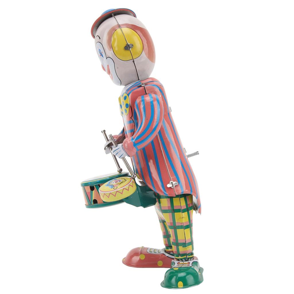 Aufzieh-Clown Blechspielzeug Retro Uhrwerk Clown Schlagzeuger Figur Vintage Clown Spielzeug für Kinder Schreibtisch