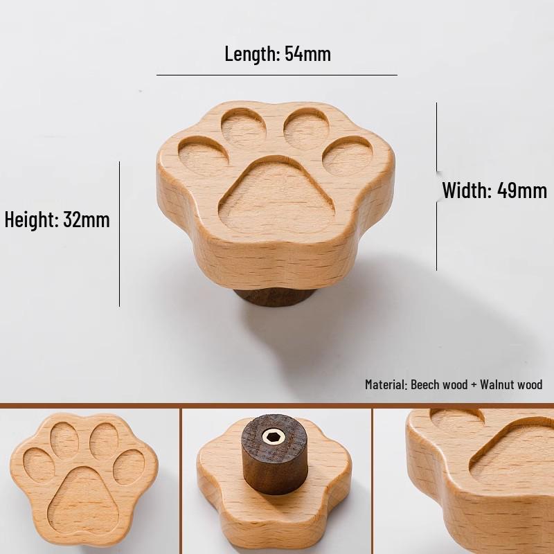 Solid Wood Cartoon Drawer Pull Knob for Children's Room