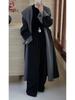 Cloud Floss Women's Double-Faced Wool Coat: Tie-Waist Hooded, Large Lapel, Loose Fit, Thickened Temperament Overcoat.