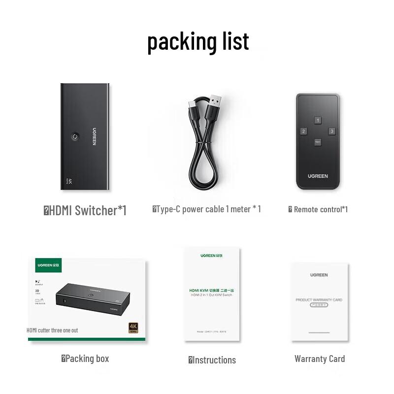 UGREEN CM598 HDMI 2.0 3-Port Switcher