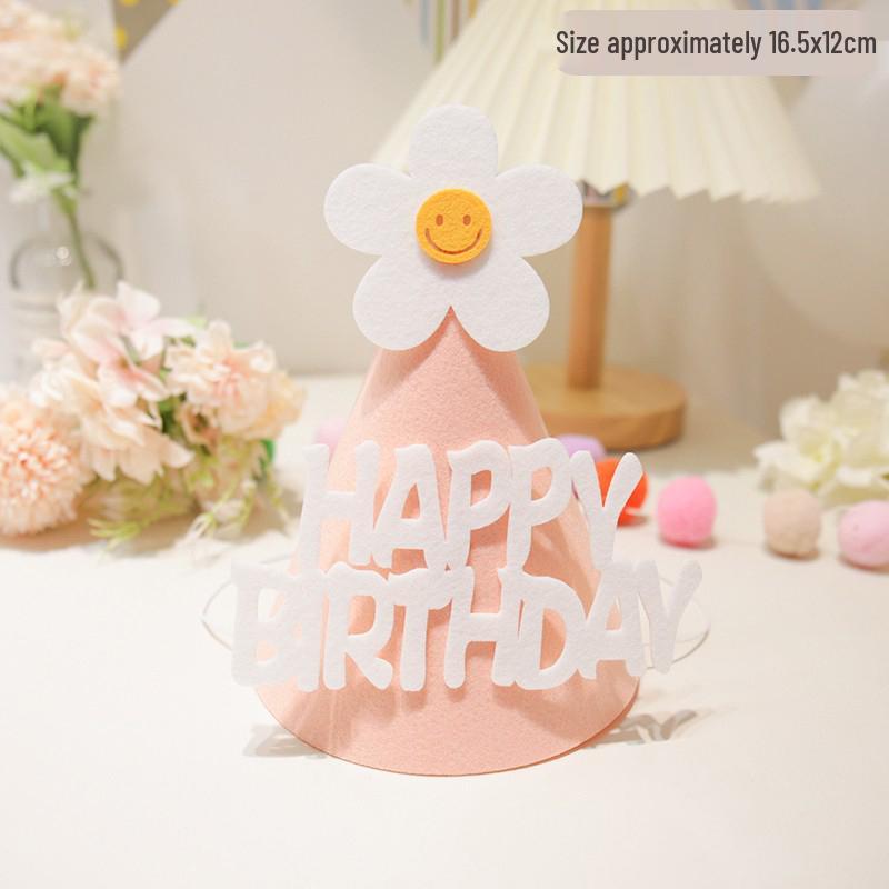 Daisy Decorated Baby Birthday Hat - Ideal for 1st Birthday Party Atmosphere and Photo Props