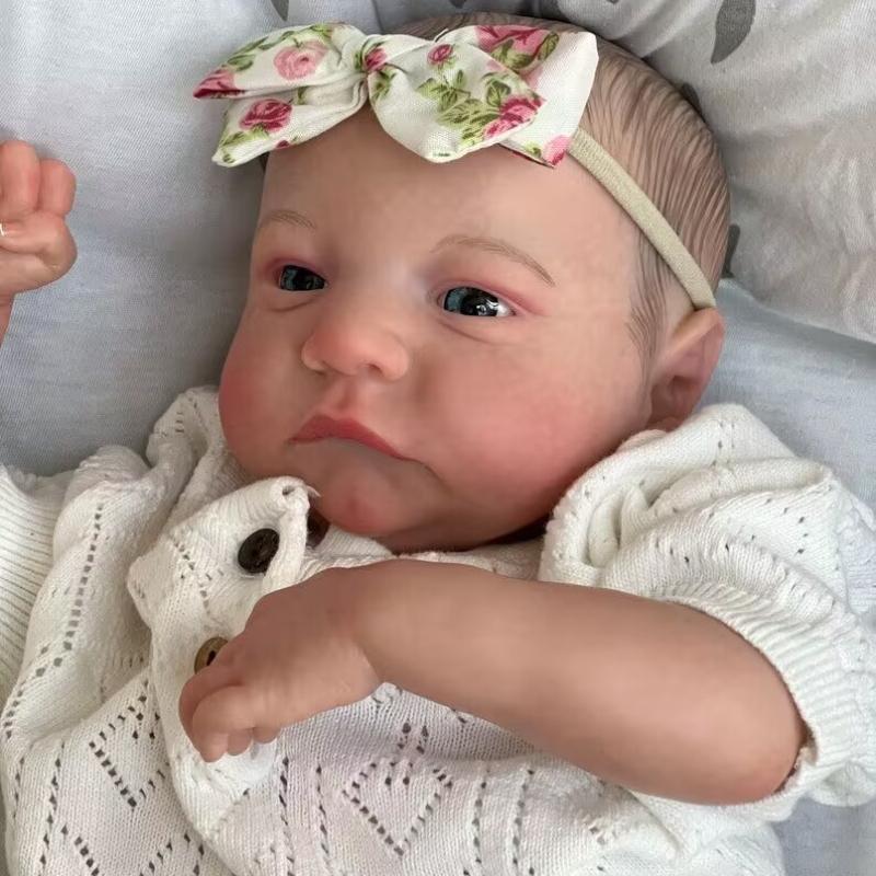 49CM Reborn Newborn Baby Dolls Levi Awake Soft Silicone Cloth Body Rebirth Doll Flexible 3D Paint Skin Visible Veins Hand Draw Hair Emulation Doll Toy