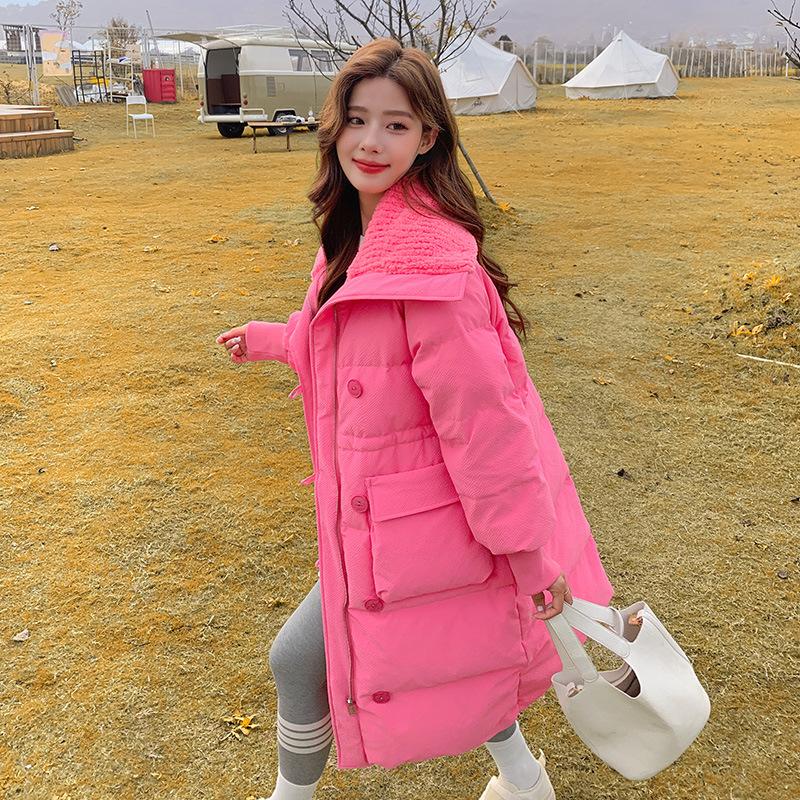 2025 new cotton-padded women s winter medium and long Korean version loose high-end jacket design cotton-padded jacket thickened cotton-padded jacket S