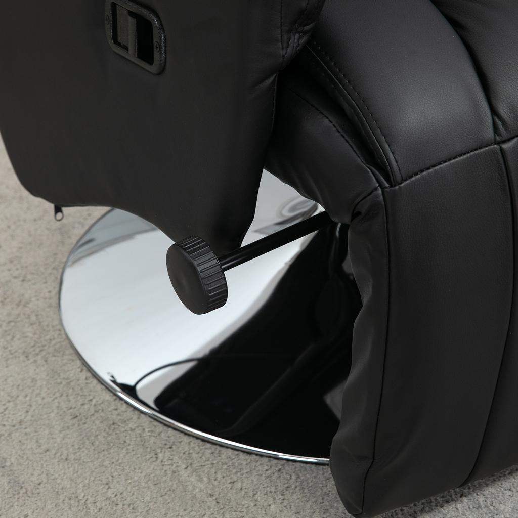 Recliner, reclining function, leather look, footrest, up to 150 kg, 78 x 80 x 109 cm, Black
