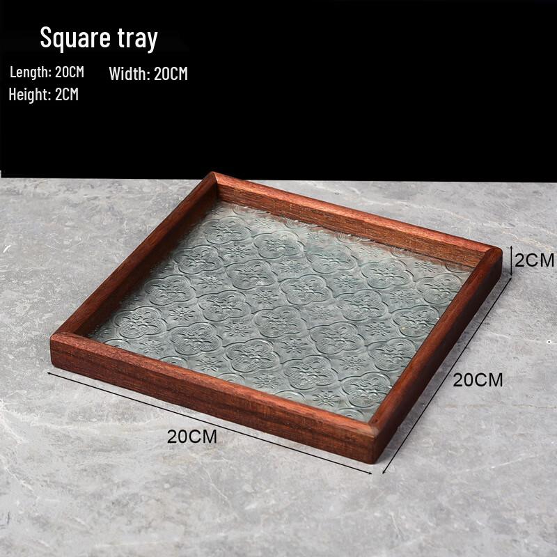 Yangge Begonia Embossed Glass Decorative Tea Tray