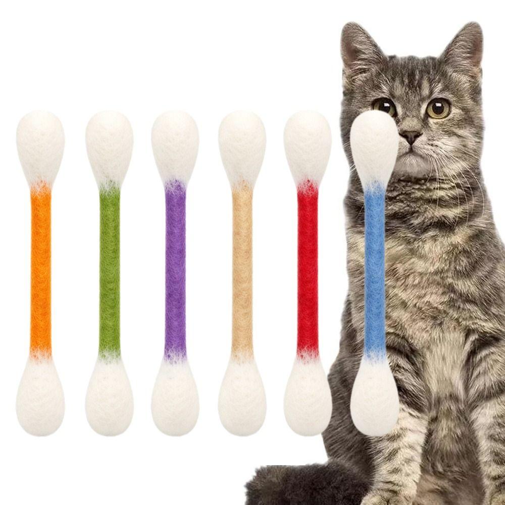 6PCS Felt Cotton Swabs Cat Toys Soft Kitten Toy Creative Interactive Kick Stick Cat Lovers