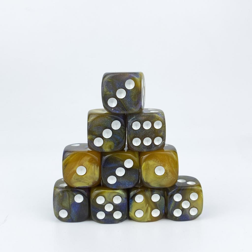 High Quality 10Pieces/Set 16mm Double Color Dazzling  Acrylic Round Corner 6 Sided D6 Point Dice For Family Board Games