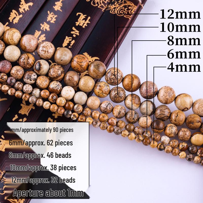 

Тибетский стиль Круглые бусины из картинного камня: Аксессуары для ожерелья и браслета DIY цвета Гоби натуральные 10mm Strand