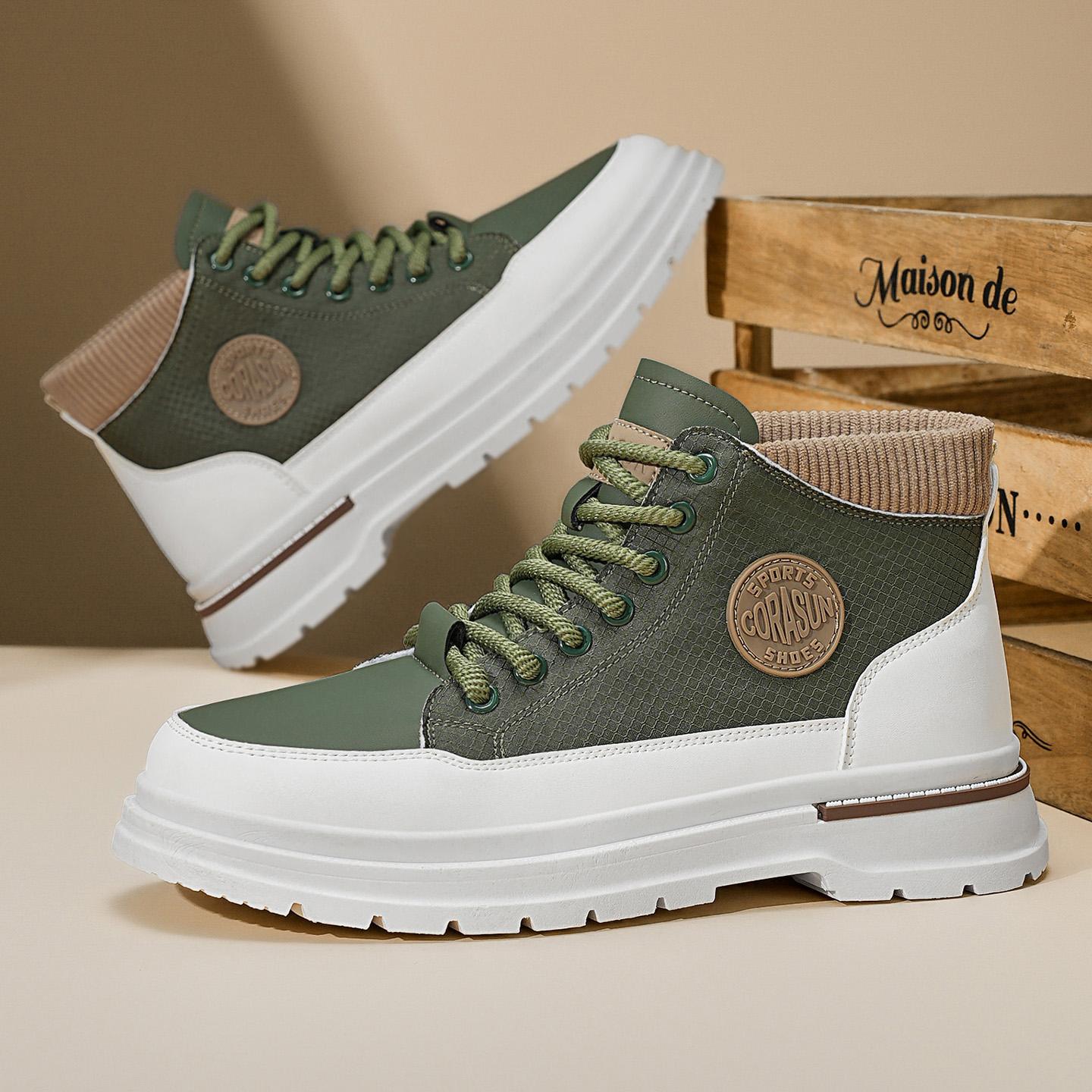 

Новые осенние высокие повседневные рабочие ботинки, противоскользящие и износостойкие спортивные ботинки для активного отдыха, мужские высокие ботинки 43 зелёный