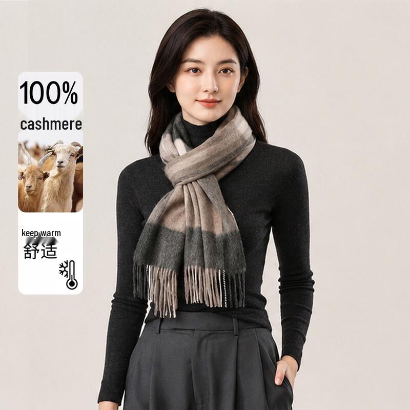 Tianshan 100% Cashmere Plaid Scarf