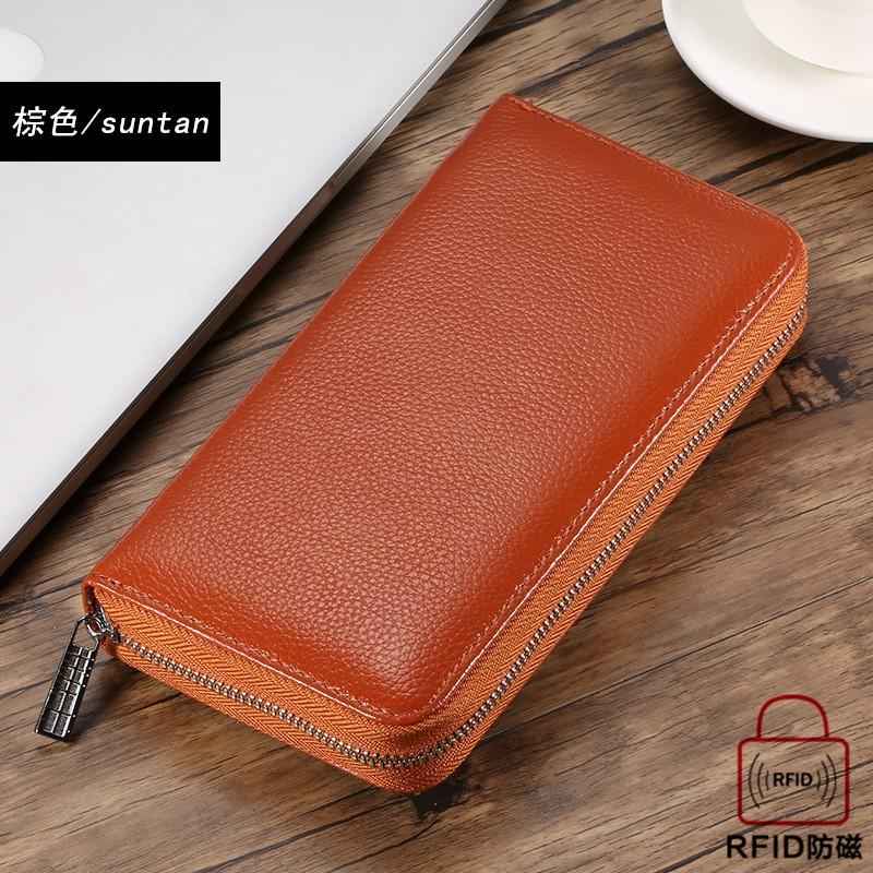 Genuine Leather RFID Blocking Card Holder Wallet Men Women Passport Case Key Organizer