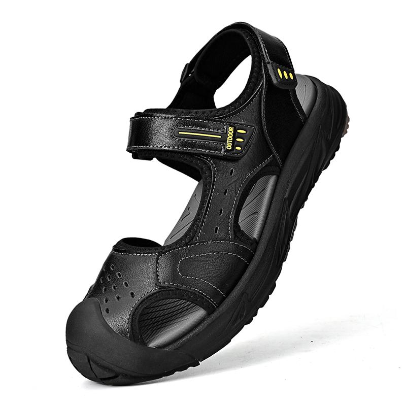 Fashion Summer Genuine Leather Mens Sandals 2024 Handmade Casual Shoes Outdoor Antiskid Beach Sandals for Men Walking Shoes Mocassins