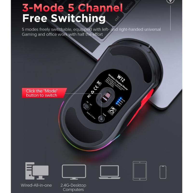2.4G Wireless Mouse for Laptop Ergonomic Computer Mouse Adjustable 10000DPI 10 Button Cordless Mouse Wireless Mouse
