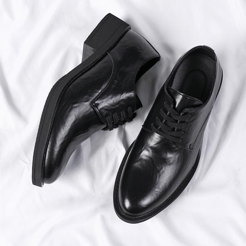 British Pointed-toe Oxford Shoes Lace-up Business Casual Shoes for Men New Male Formal Dress Footwear Solid Color Business Shoes