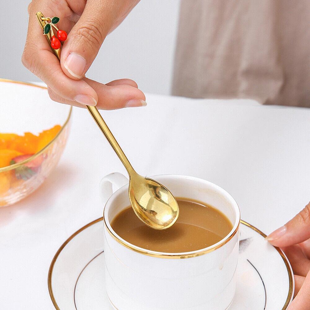 Golden Coffee Spoon Stainless Steel Tea Spoon Portable Stirring Spoon