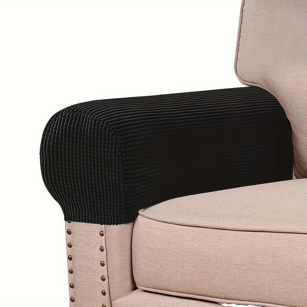 2Pcs/set Classic Stretch Velvet Armrest Covers for Sofa, Fitted Elastic Band Slipcover Grip, Furniture Protector for Chair,  Sofa