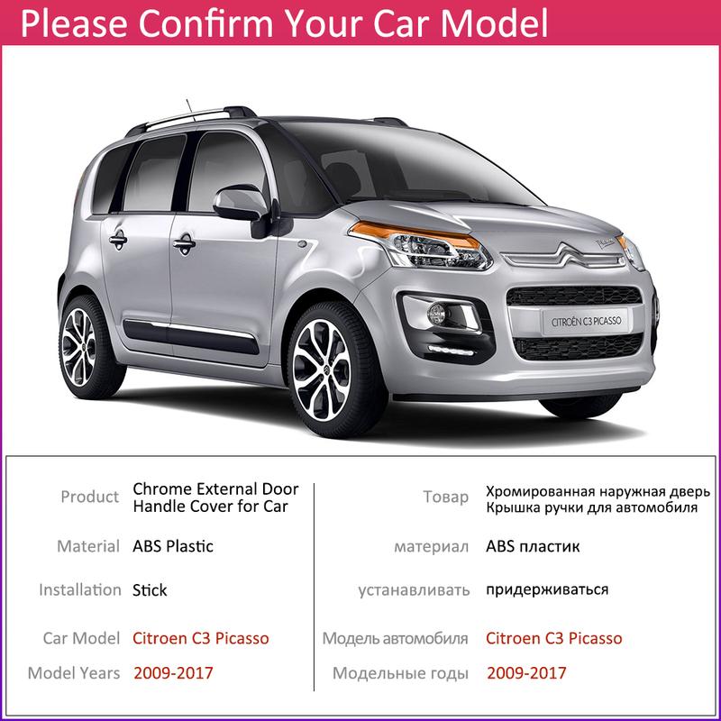 For Citroen C3 Picasso 2009 2010 2011 2012 2013 2014 2015 2016 2017 Chrome Door Handle Cover Trim Rustproof Stickers Accessories