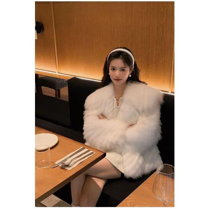 

Куртка из искусственного лисьего меха, маленькая тканая куртка, имитация меха кролика рекс, зеленая, длинноворсовая, зимняя одежда XL белый