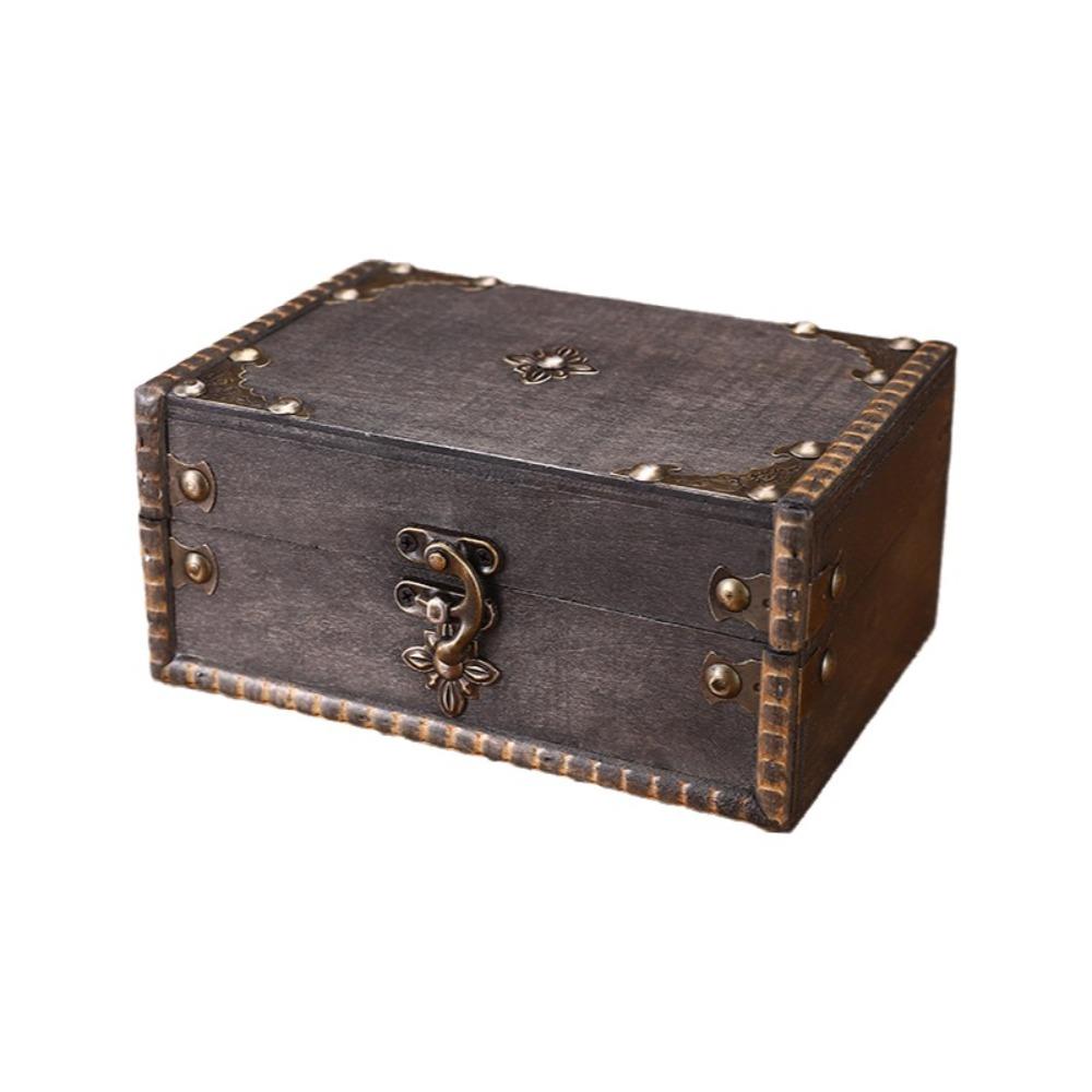 Vintage Jewelry Storage Box with a Lock Retro Style Desktop Organizer Collection Gift Box Home Use