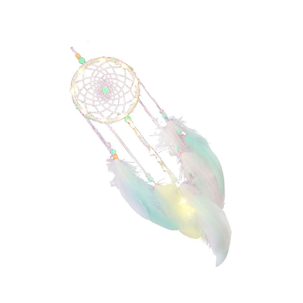 Dream Catcher Hanging Ornament with Luminous LED Lamp Beads Hand Woven Living Room Decoration