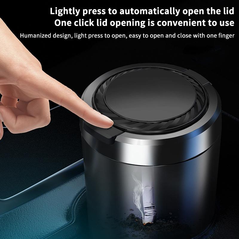 Car Ashtray With LED Light Universal Alloy Ash Tray Car Retardant Cigarette Holder Ash Tray Automotive Supplies 1PC