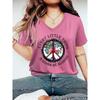 Bob Marley Every Little Thing Is Gonna Be Right T-shirt da Donna a V Scollo Manica Corta Large