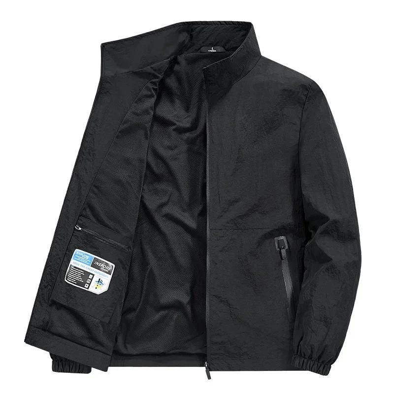 Casual Loose Fit Men's Jacket Spring Autumn Stand Collar Big Size Coat Comfortable Lightweight Business Style