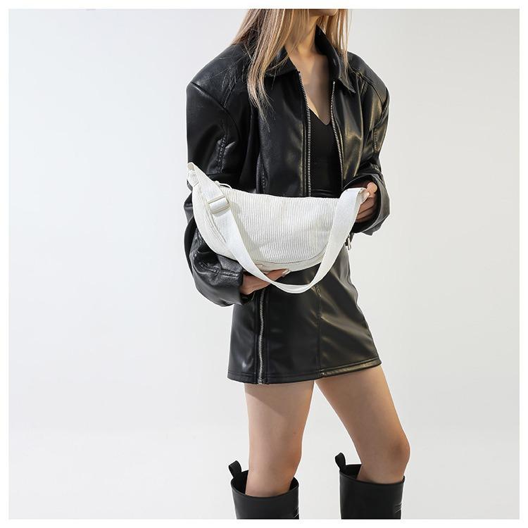 Corduroy Messenger Bag Women's New Trendy Shoulder Small Satchel Dumpling Bag Lightweight Armpit Bag