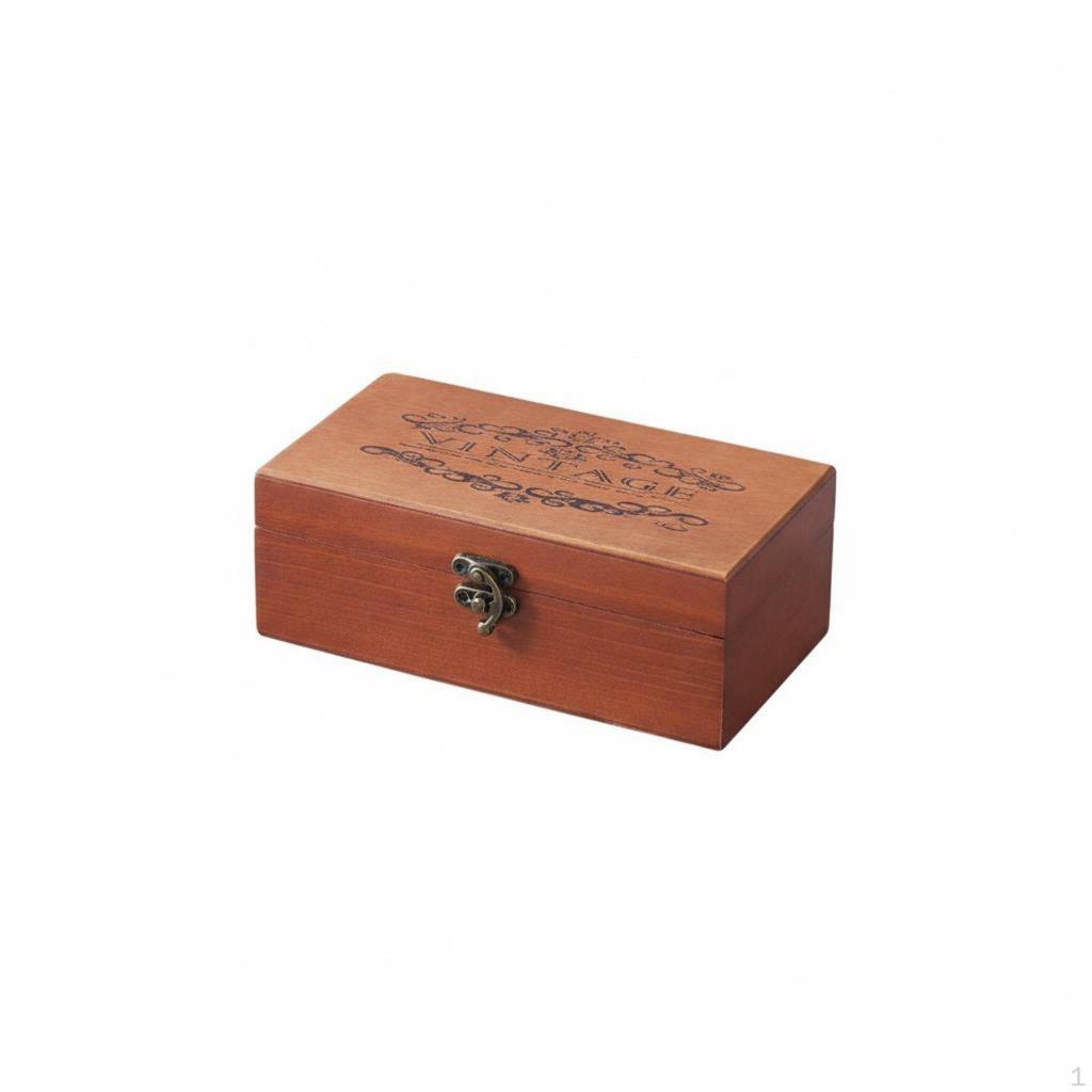 Vintage Wooden Box Latch Closure Treasure Chest Multipurpose Wood with Clasp for