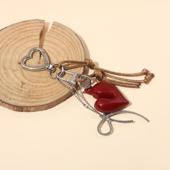 Heart Shape Bow Tie Keychain Pendant Lightweight Bag Charm Suitcase Backpack Wallet Keyring Fashion Accessory