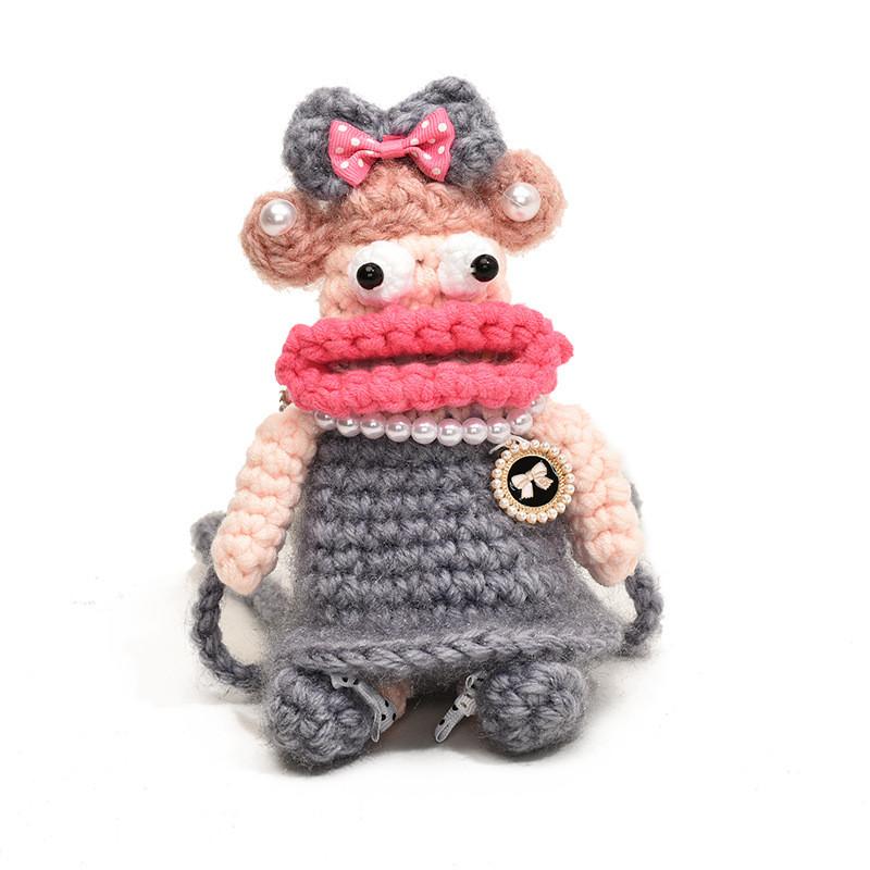 Adorable Cartoon Sausage Style Crochet Shoulder Bag For Kids With Breathable Yarn Material