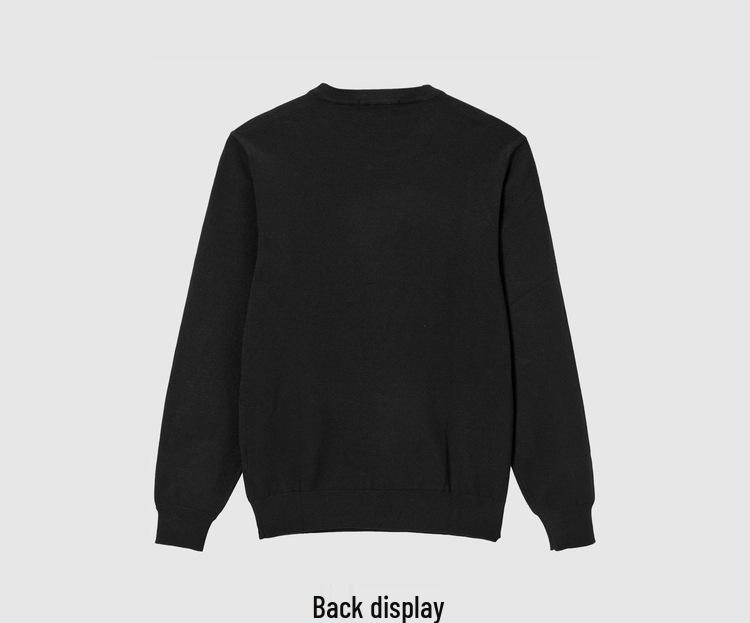 Autumn Men's Slim Fit Crew Neck Knit Sweater with Letter Ribbon Detailing