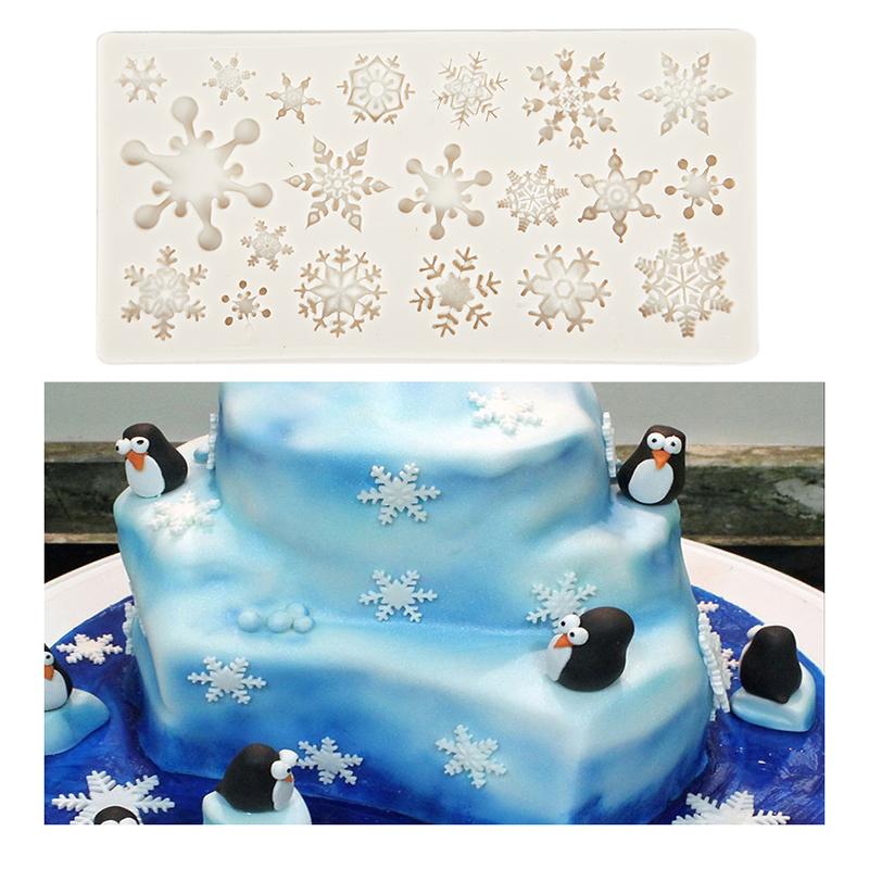 Christmas Snowflake Silicone Fondant Mold Cake Decorating Border Baking Mould 3D белый