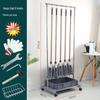 Tall Stainless Steel Mobile Mop and Broom Holder with 5 Hooks
