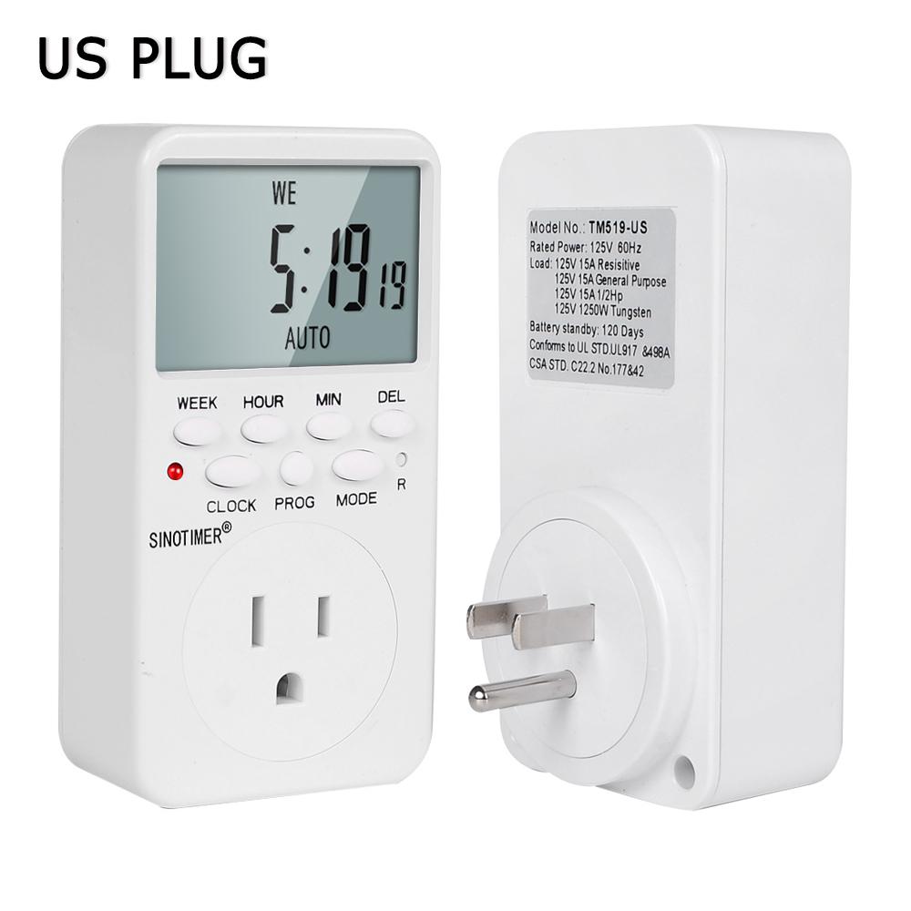 EU UK BR Plug Outlet Electronic Digital Timer Socket with Timer 220V AC Socket Timer Plug Time Relay Switch Control Programmable